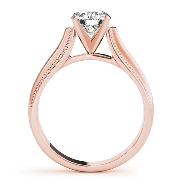 Solitaire Round Milgrain Cathedral Engagement Ring - Image 10