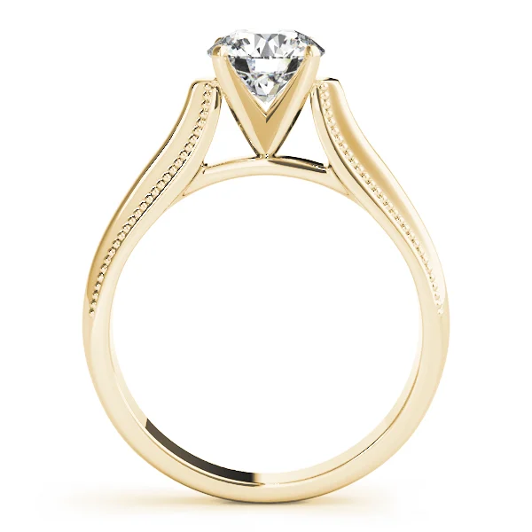 Solitaire Round Milgrain Cathedral Engagement Ring - Image 6