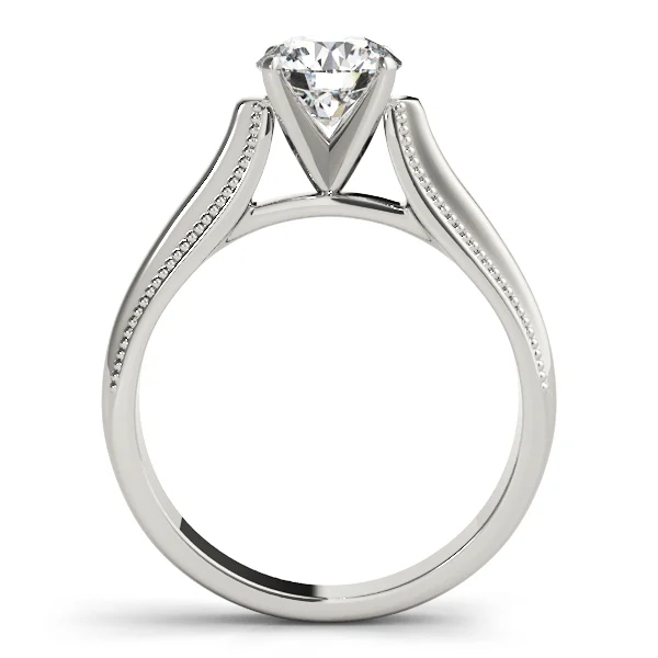 Solitaire Round Milgrain Cathedral Engagement Ring - Image 2