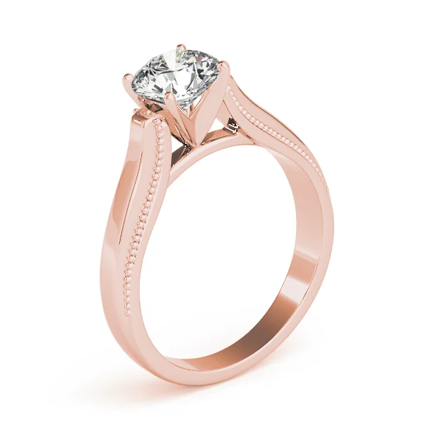 Solitaire Round Milgrain Cathedral Engagement Ring - Image 12