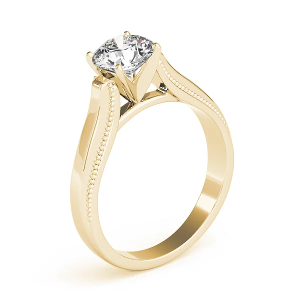 Solitaire Round Milgrain Cathedral Engagement Ring - Image 8