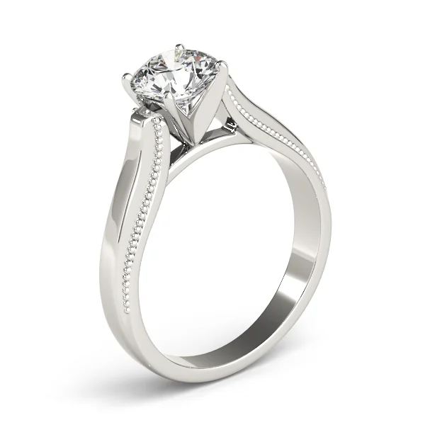 Solitaire Round Milgrain Cathedral Engagement Ring - Image 4