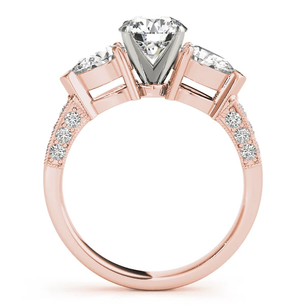 3-Stone Prong Set Pear Shape Milgrain Engagement Rings - Image 10