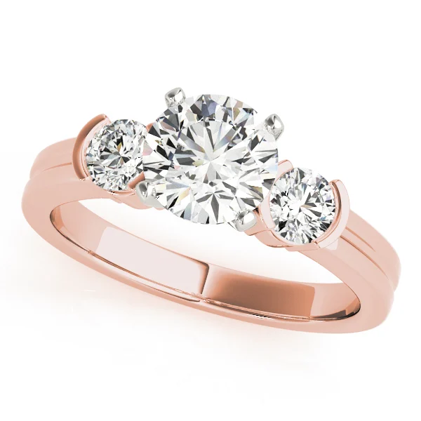 3-Stone Half Bezel Round Engagement Ring - Image 9