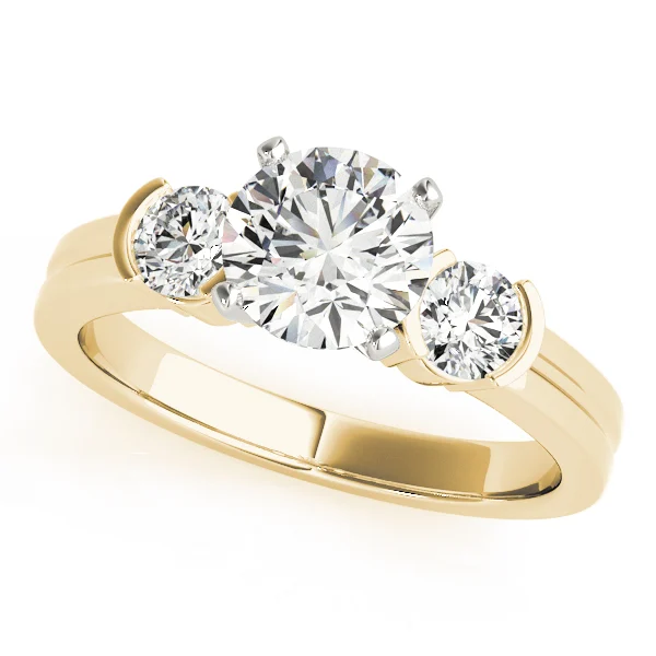 3-Stone Half Bezel Round Engagement Ring - Image 5