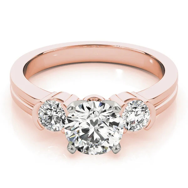 3-Stone Half Bezel Round Engagement Ring - Image 11