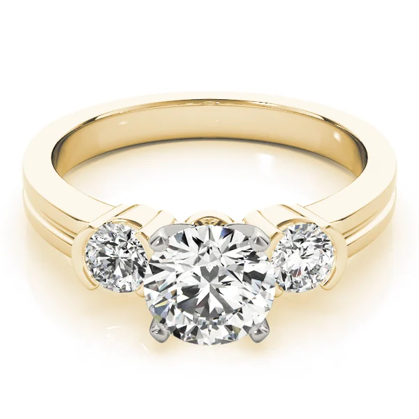 3-Stone Half Bezel Round Engagement Ring - Image 7
