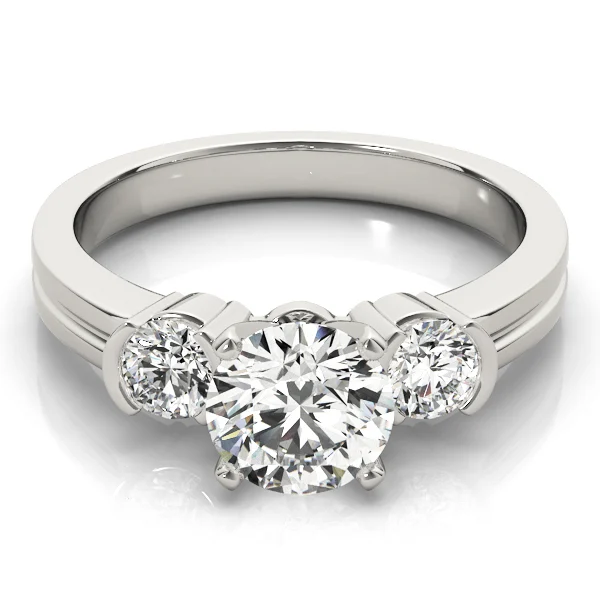 3-Stone Half Bezel Round Engagement Ring - Image 3
