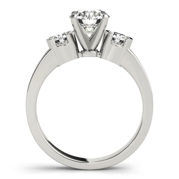 3-Stone Half Bezel Round Engagement Ring - Image 2