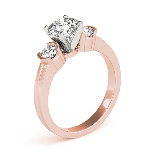 3-Stone Half Bezel Round Engagement Ring - Image 12