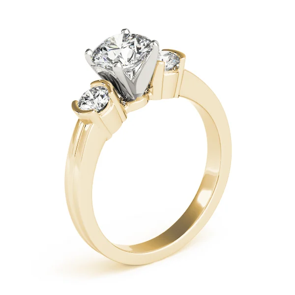 3-Stone Half Bezel Round Engagement Ring - Image 8