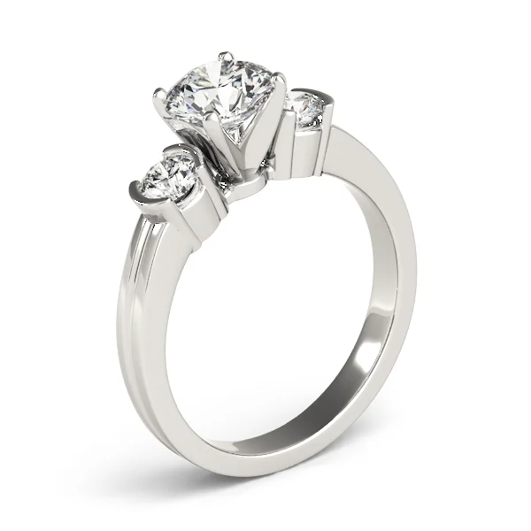 3-Stone Half Bezel Round Engagement Ring - Image 4