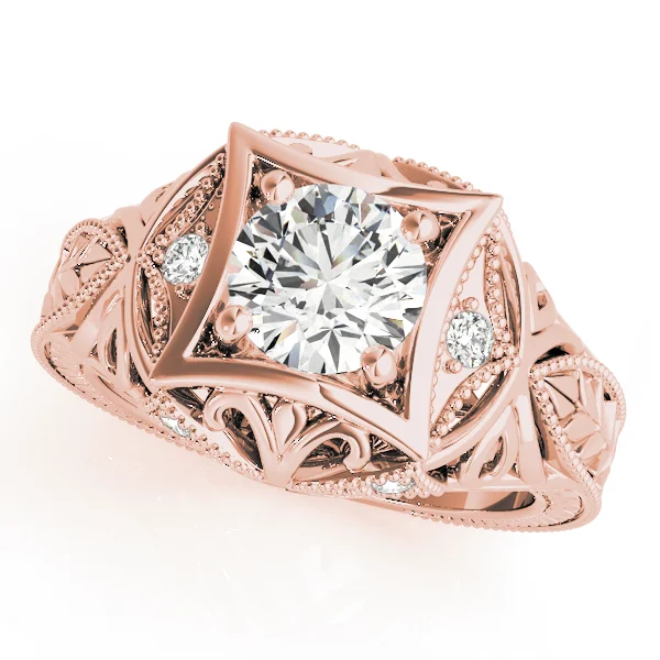 Vintage Inspired Engraved Milgrain Engagement Ring - Image 9