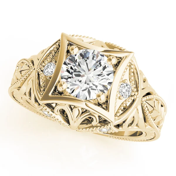 Vintage Inspired Engraved Milgrain Engagement Ring - Image 5
