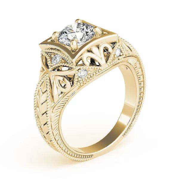Vintage Inspired Engraved Milgrain Engagement Ring - Image 8