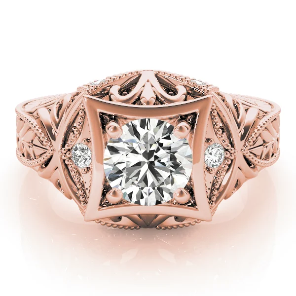 Vintage Inspired Engraved Milgrain Engagement Ring - Image 11