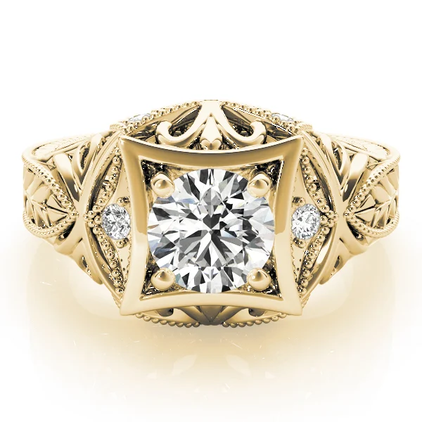 Vintage Inspired Engraved Milgrain Engagement Ring - Image 7