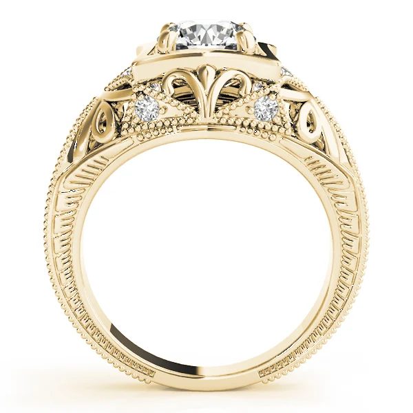 Vintage Inspired Engraved Milgrain Engagement Ring - Image 6