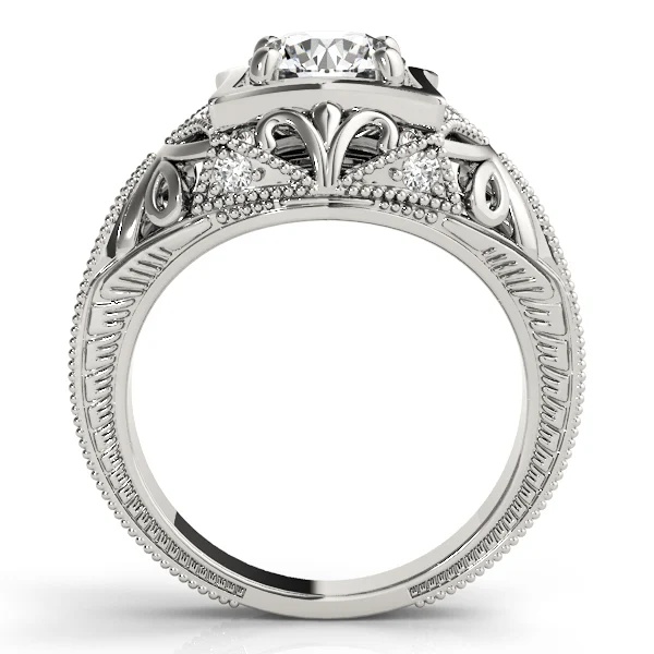 Vintage Inspired Engraved Milgrain Engagement Ring - Image 2