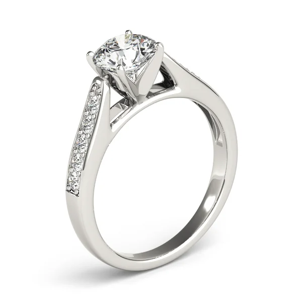 Single Row Prong In Channel Cathedral Engagement Ring - Image 4