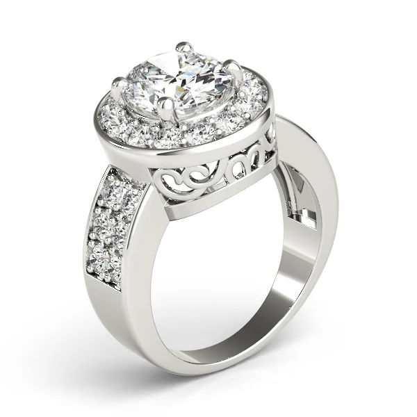 Double Row Bezel Halo Engagement Ring - Image 4