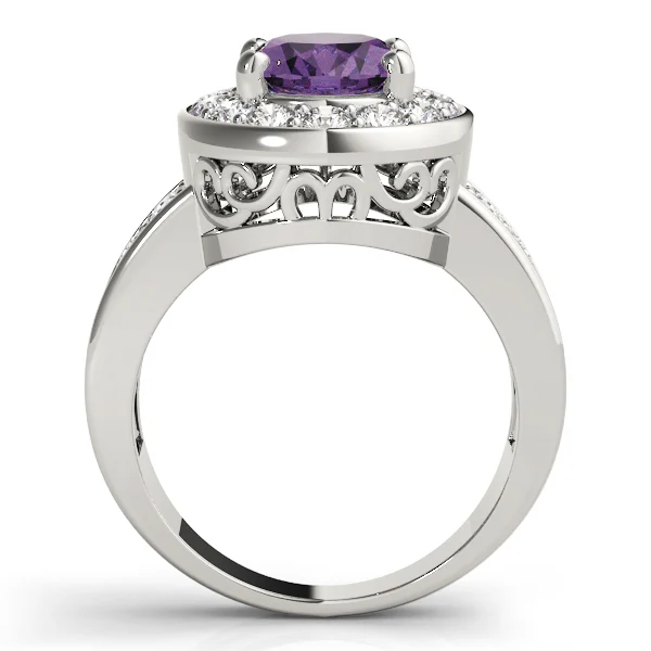 Double Row Bezel Halo Engagement Ring - Image 14