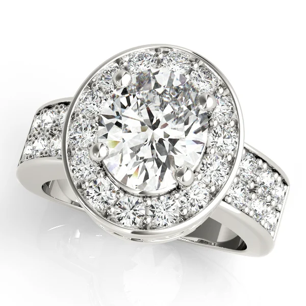 Double Row Bezel Halo Engagement Ring