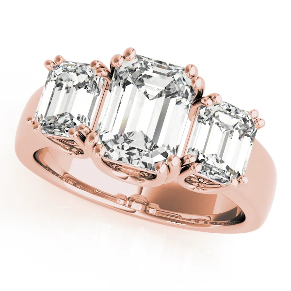 3-Stone Double Prong Emerald Cut Engagement Rings - Image 9