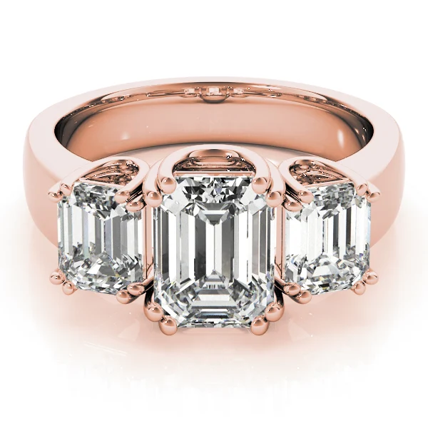 3-Stone Double Prong Emerald Cut Engagement Rings - Image 11