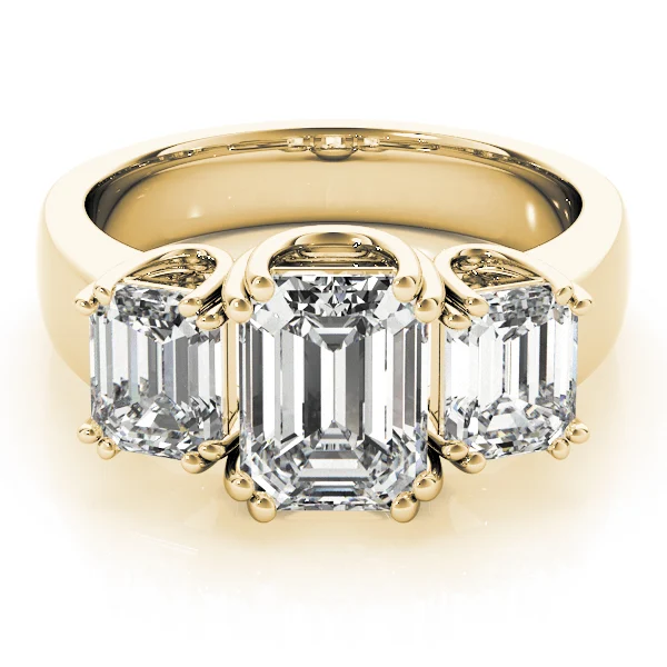 3-Stone Double Prong Emerald Cut Engagement Rings - Image 7