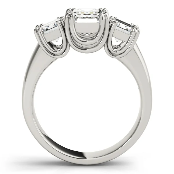 3-Stone Double Prong Emerald Cut Engagement Rings - Image 2