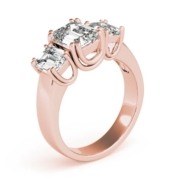3-Stone Double Prong Emerald Cut Engagement Rings - Image 12