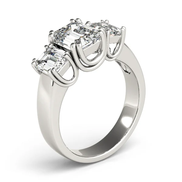 3-Stone Double Prong Emerald Cut Engagement Rings - Image 4