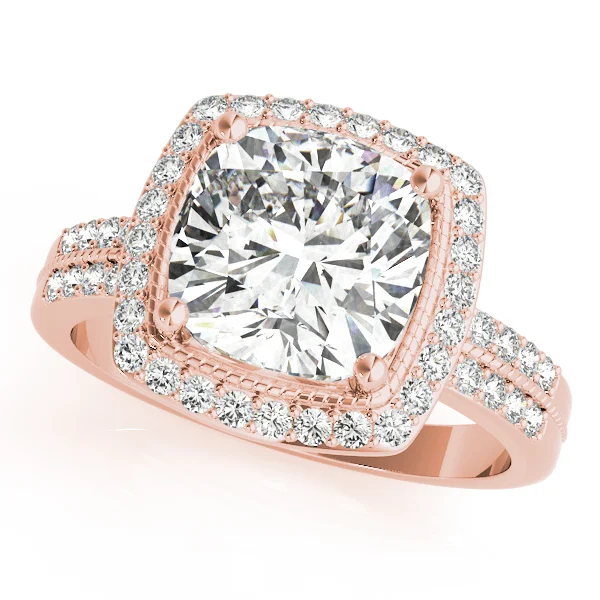 Double Row Cushion Halo Engagement Ring - Image 9