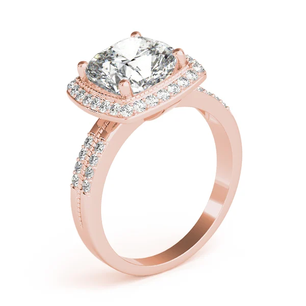 Double Row Cushion Halo Engagement Ring - Image 12