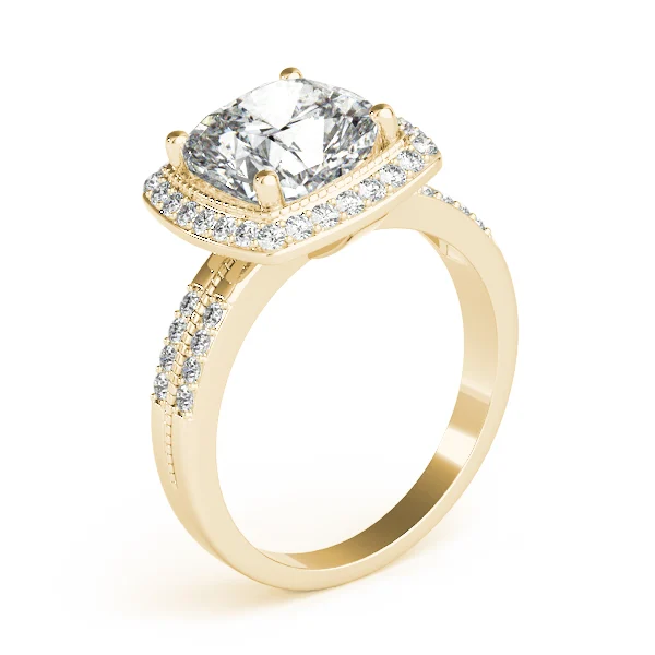 Double Row Cushion Halo Engagement Ring - Image 8