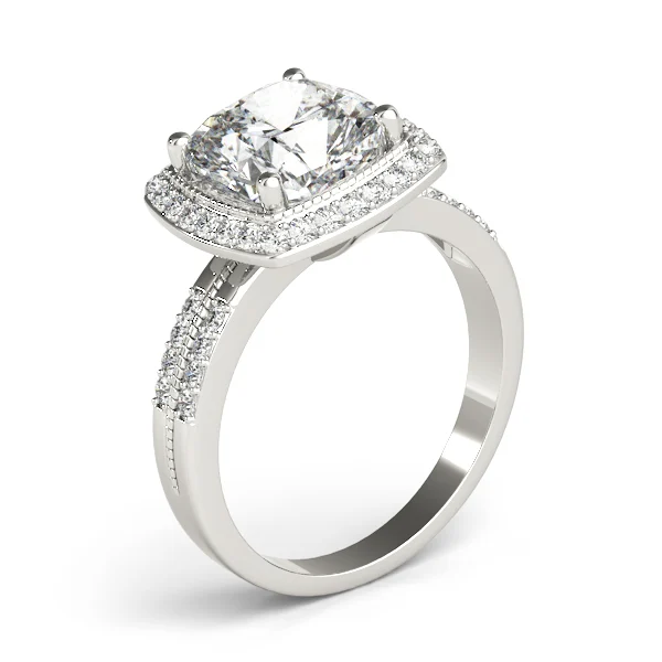 Double Row Cushion Halo Engagement Ring - Image 4