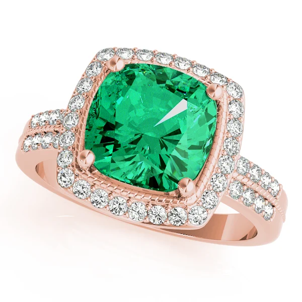 Double Row Cushion Halo Engagement Ring - Image 21