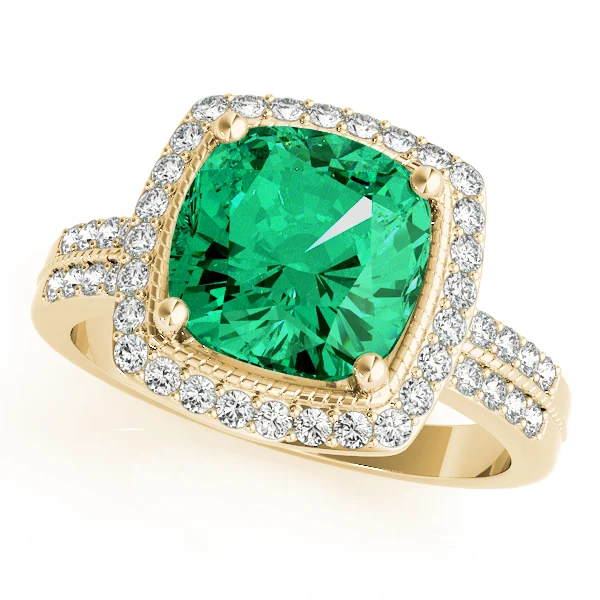 Double Row Cushion Halo Engagement Ring - Image 17