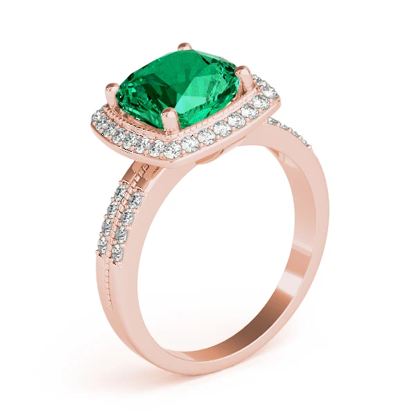 Double Row Cushion Halo Engagement Ring - Image 24