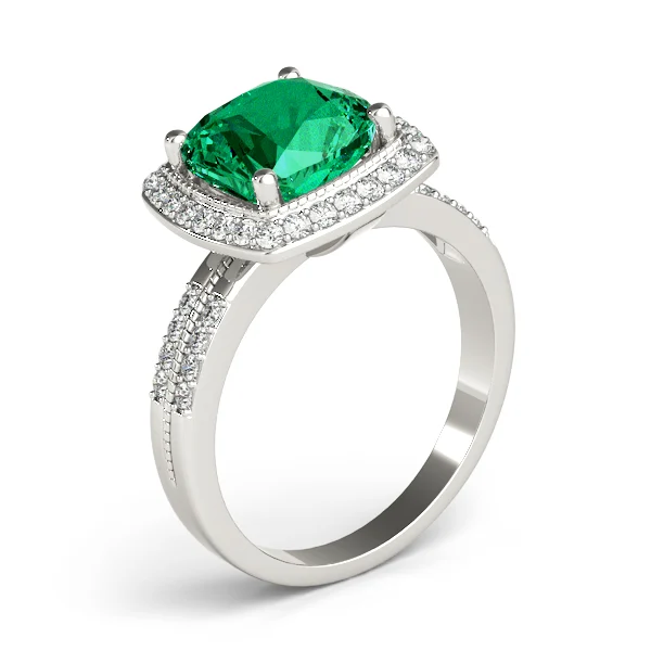 Double Row Cushion Halo Engagement Ring - Image 16