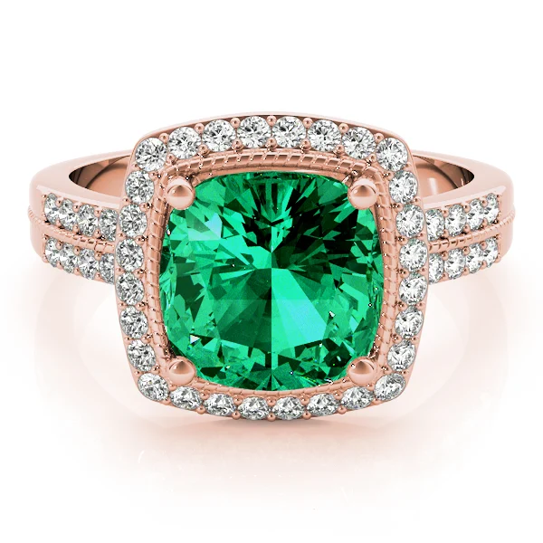 Double Row Cushion Halo Engagement Ring - Image 23