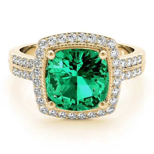 Double Row Cushion Halo Engagement Ring - Image 19