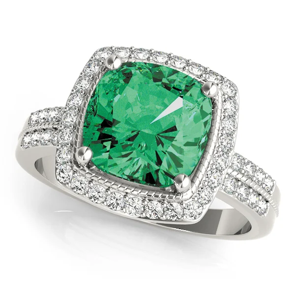 Double Row Cushion Halo Engagement Ring - Image 13