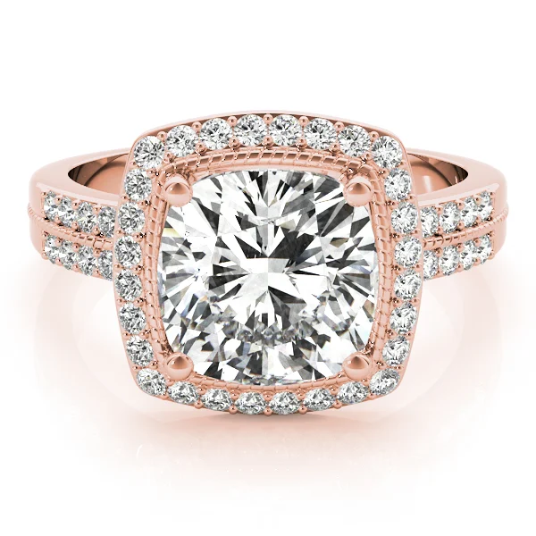 Double Row Cushion Halo Engagement Ring - Image 11