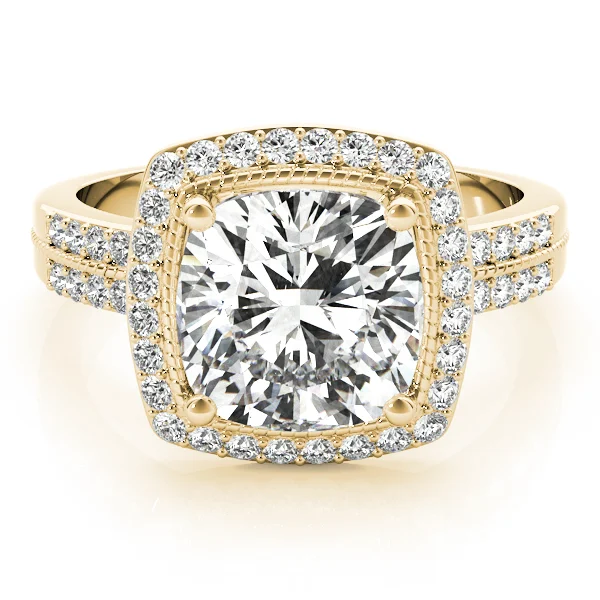 Double Row Cushion Halo Engagement Ring - Image 7