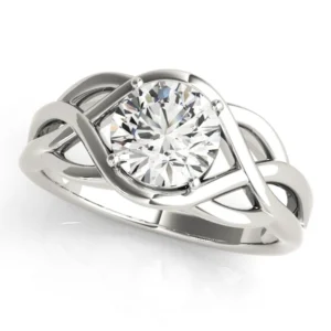 Round Solitaire Twisted Knot Engagement Ring