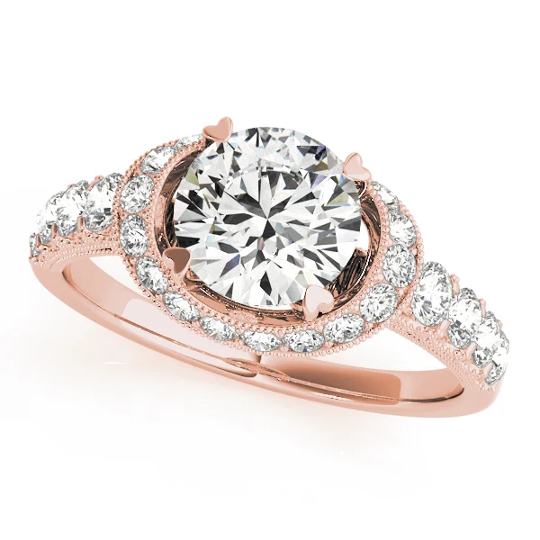 Single Row Halo Milgrain Engagement Rings - Image 9