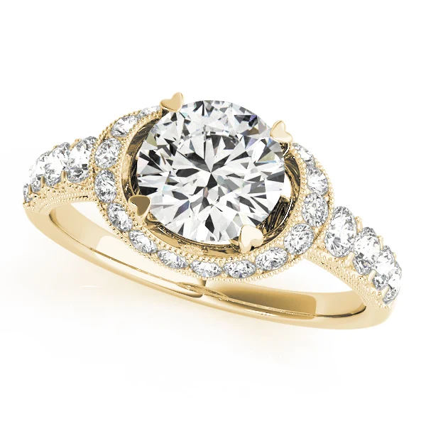 Single Row Halo Milgrain Engagement Rings - Image 5
