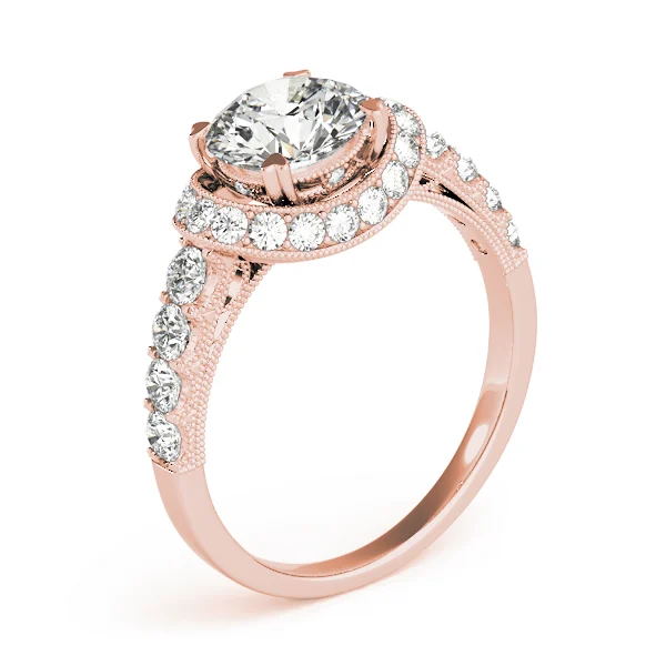 Single Row Halo Milgrain Engagement Rings - Image 12